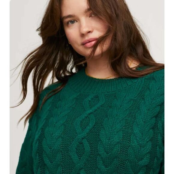 NEW‎ Mango Cable-knit warm sweater, Green, Size M - Picture 1 of 12